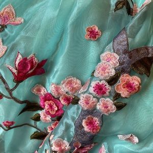 Beautiful Floral Mint Green Dresses-Size XL